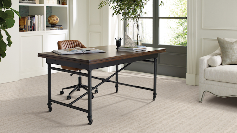 beige carpet in a home office