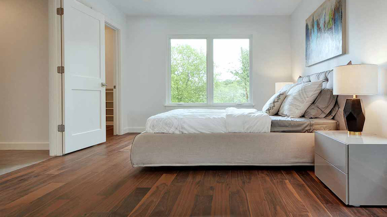hardwood flooring in a bedroom