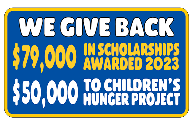 We give back scholarships graphic