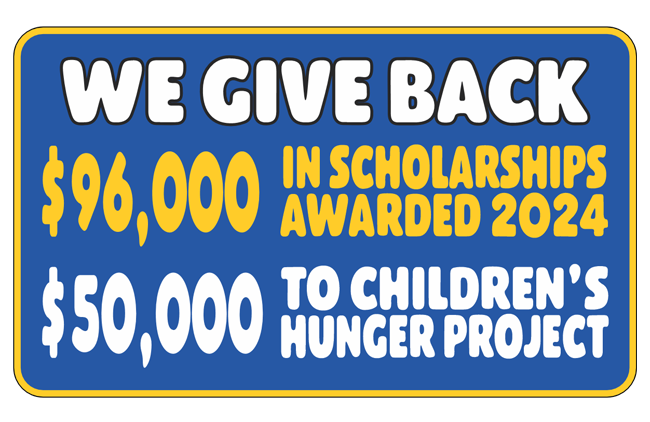 We give back scholarships graphic