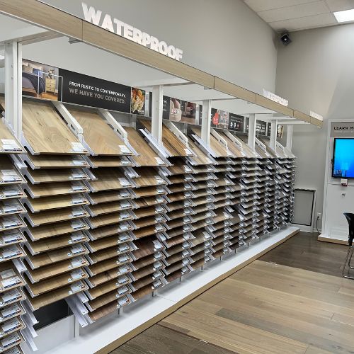 Waterproof vinyl flooring display at Great Southeast Flooring America